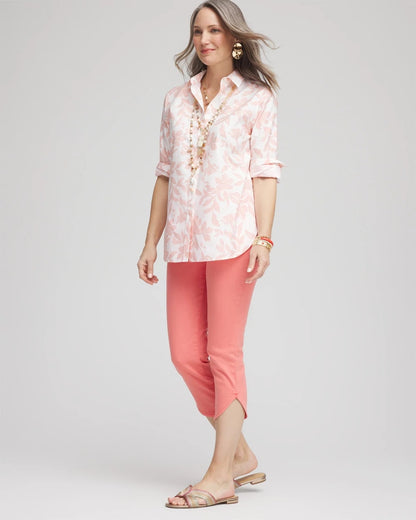 Chico's Pull-On Dolphin-Hemmed Capri Jeans Melon Mambo