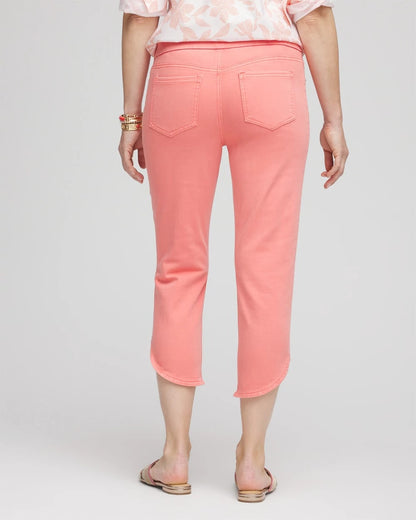 Chico's Pull-On Dolphin-Hemmed Capri Jeans Melon Mambo