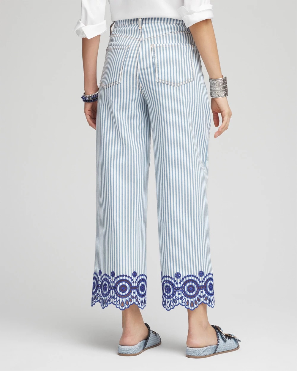 Chico's Eyelet High-Rise Wide Cropped Jeans Blue