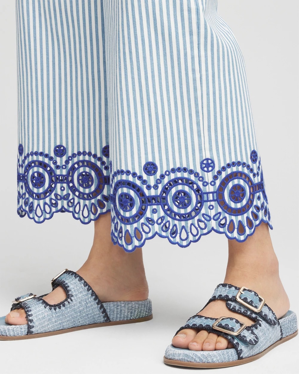 Chico's Eyelet High-Rise Wide Cropped Jeans Blue