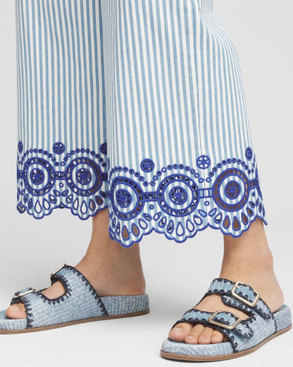 Chico's Eyelet High-Rise Wide Cropped Jeans Blue