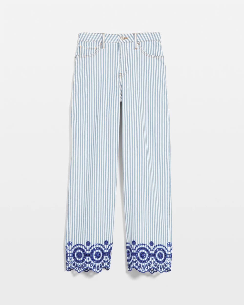 Chico's Eyelet High-Rise Wide Cropped Jeans Blue