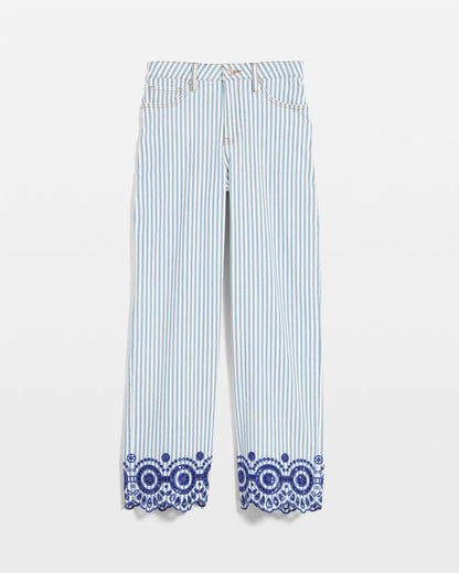 Chico's Eyelet High-Rise Wide Cropped Jeans Blue