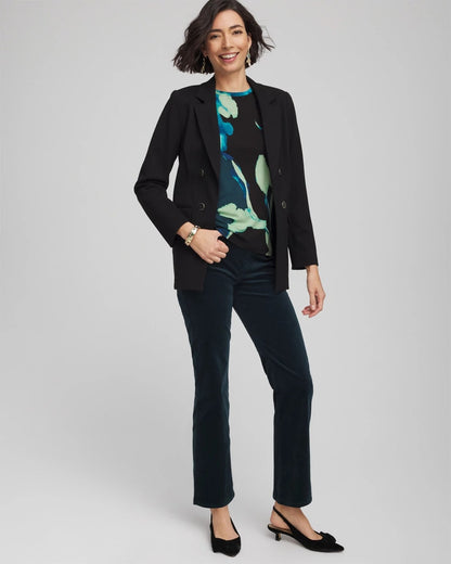 Chico's Velveteen Pull-On Flared Jeans Teal Shadow