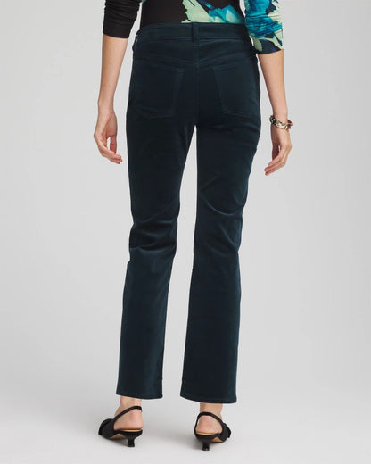 Chico's Velveteen Pull-On Flared Jeans Teal Shadow
