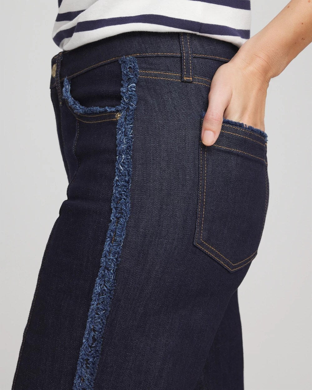 Chico's Petite Frayed High-Rise Wide-Leg Jeans Cedar Rinse