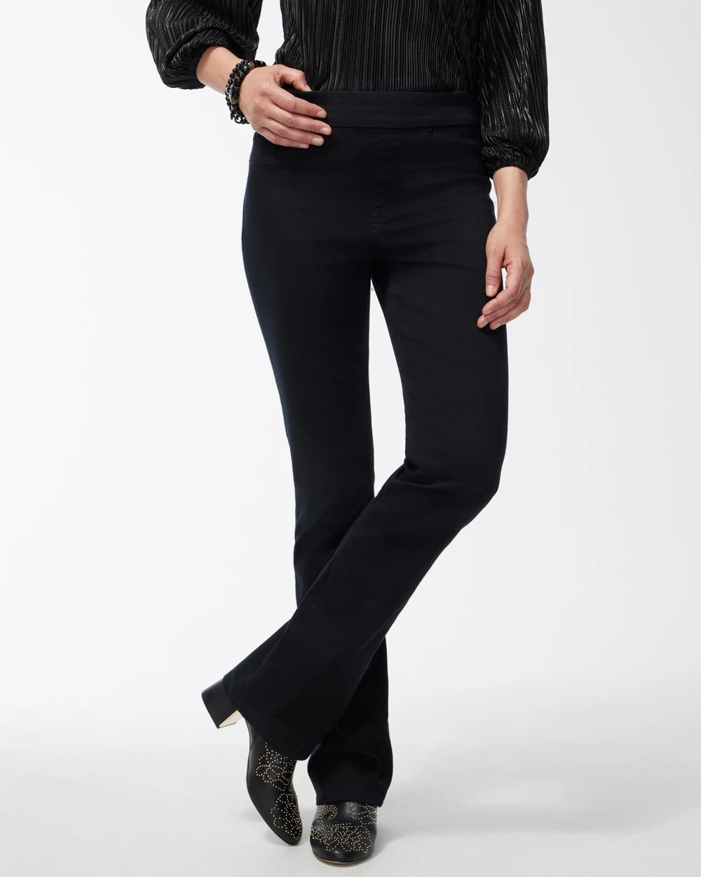Chico's Black Pull-on Bootcut Jeggings Black