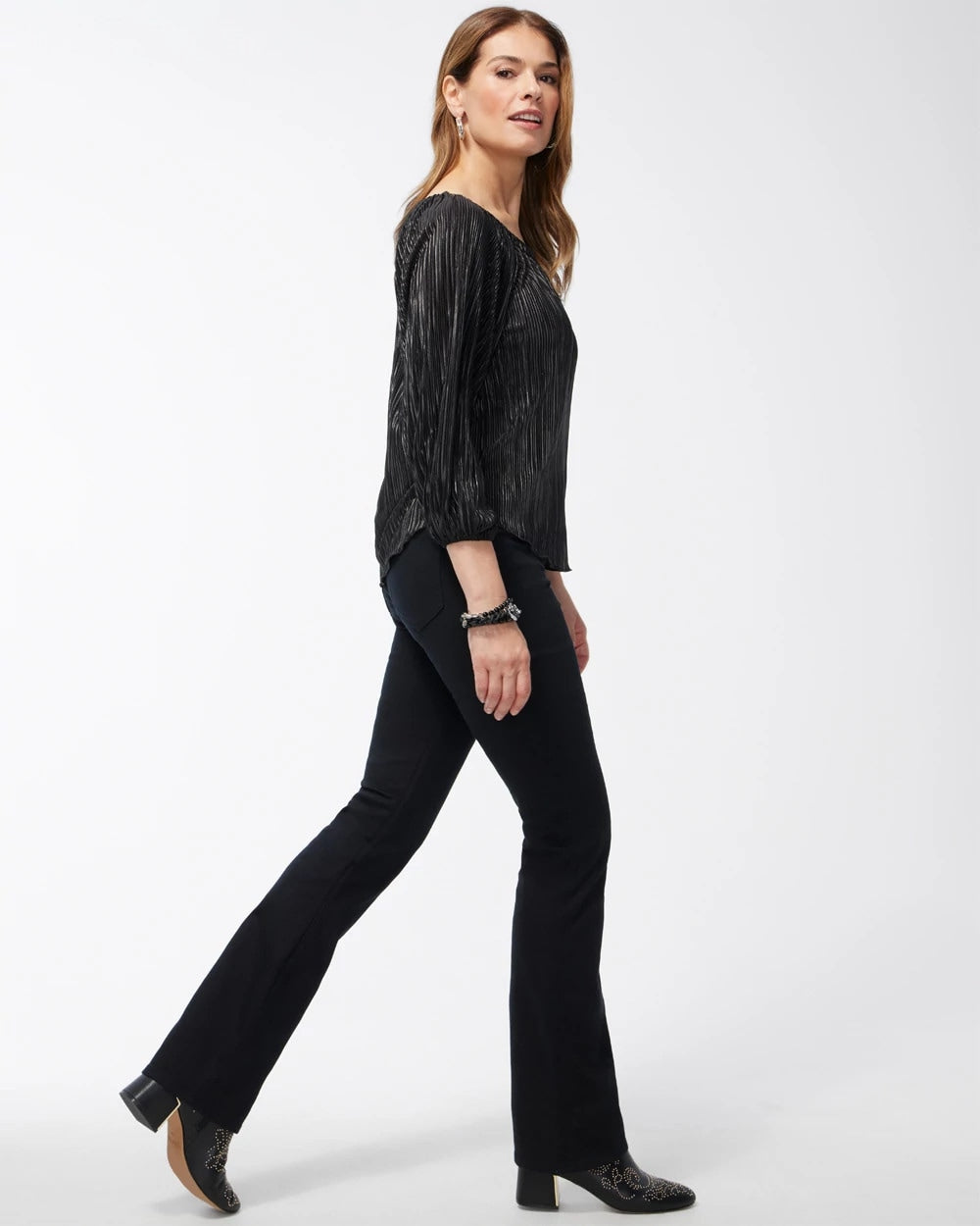 Chico's Black Pull-on Bootcut Jeggings Black