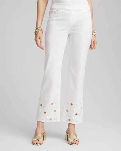 Chico's Pull-On Embellished Straight-Leg Cropped Jeans Alabaster