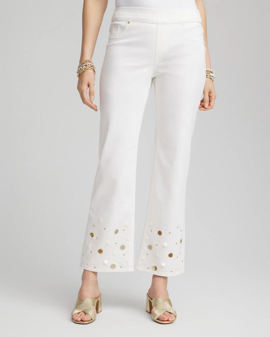 Chico's Pull-On Embellished Straight-Leg Cropped Jeans Alabaster