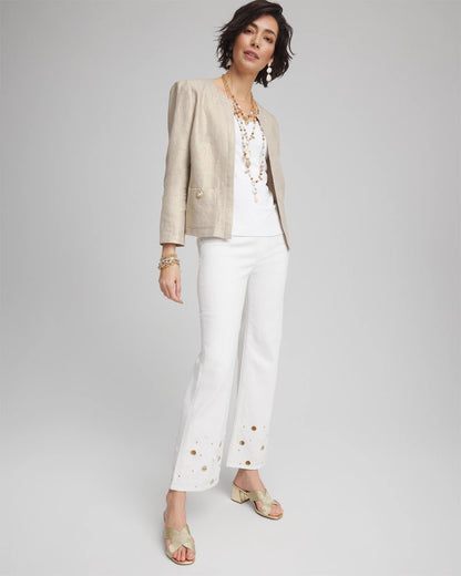 Chico's Pull-On Embellished Straight-Leg Cropped Jeans Alabaster