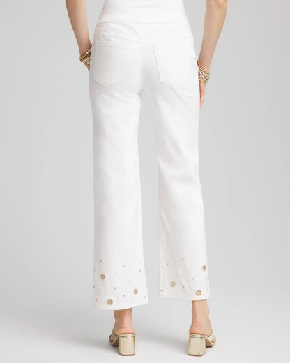 Chico's Pull-On Embellished Straight-Leg Cropped Jeans Alabaster