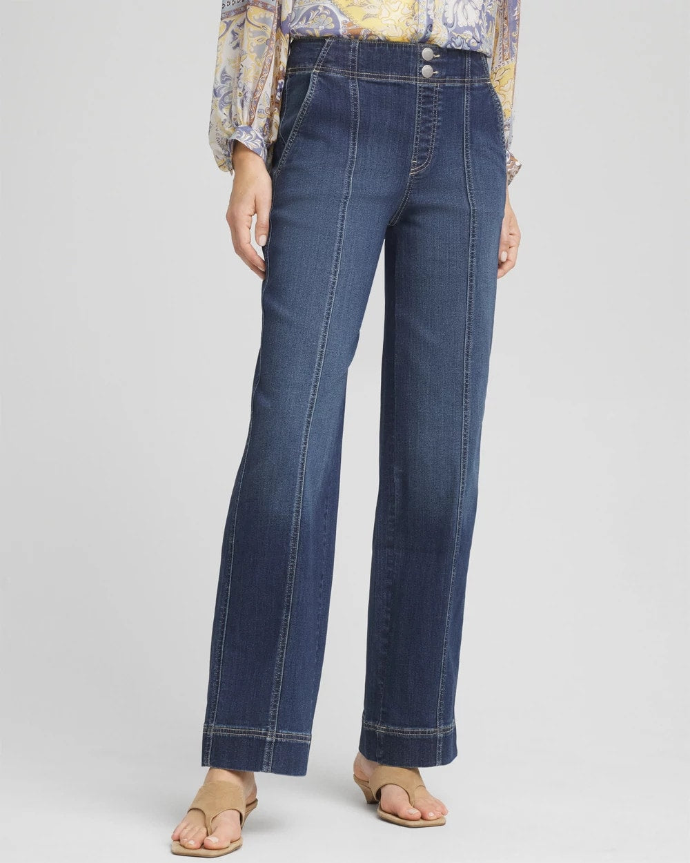 Chico's Pull-On Wide-Leg Jeans Alora Indigo