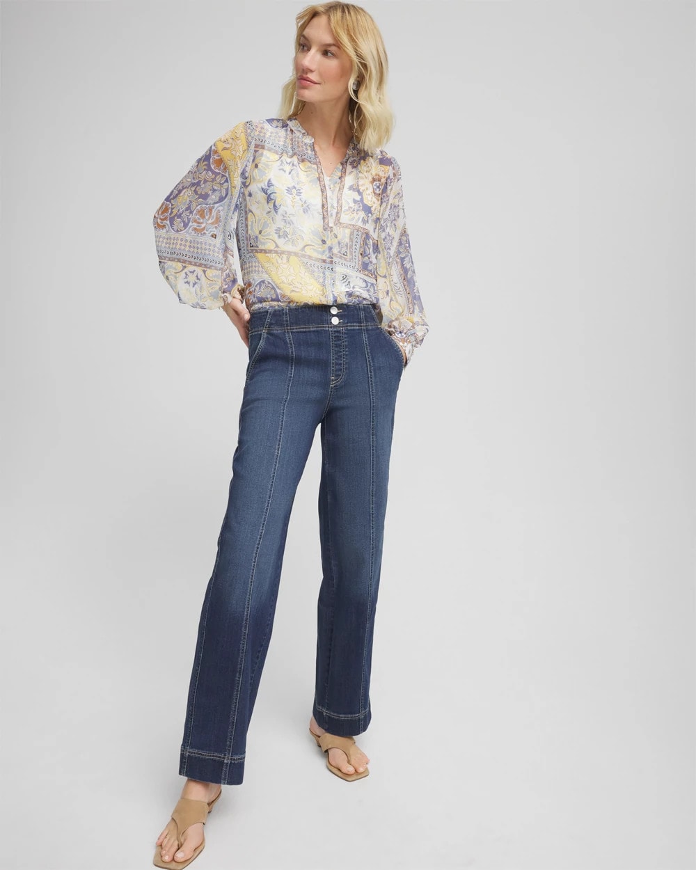 Chico's Pull-On Wide-Leg Jeans Alora Indigo