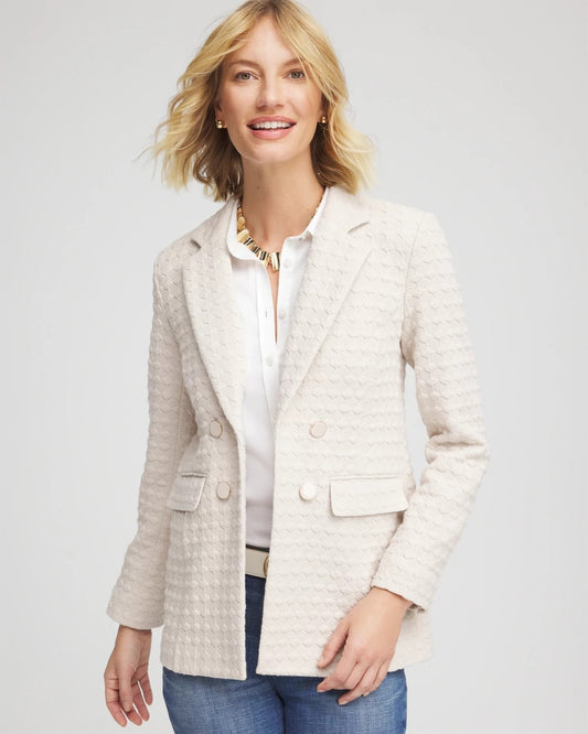 Chico's Textured Knit Blazer Smokey Taupe