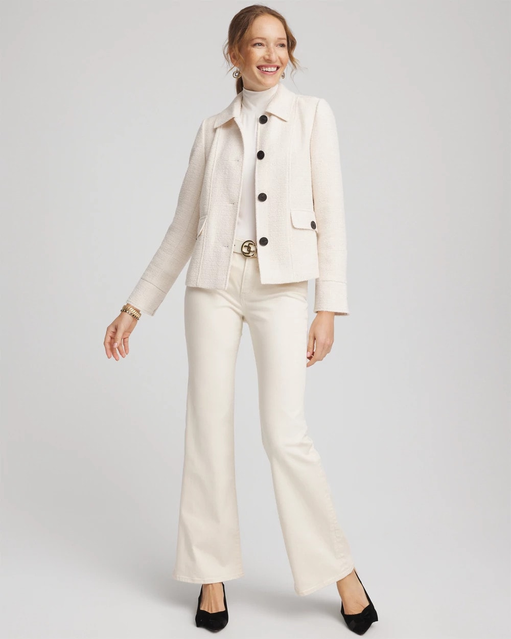 Chico's Bouclé Chore Jacket English Cream