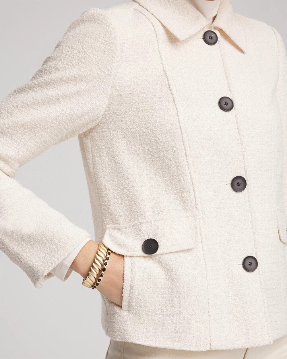 Chico's Bouclé Chore Jacket English Cream