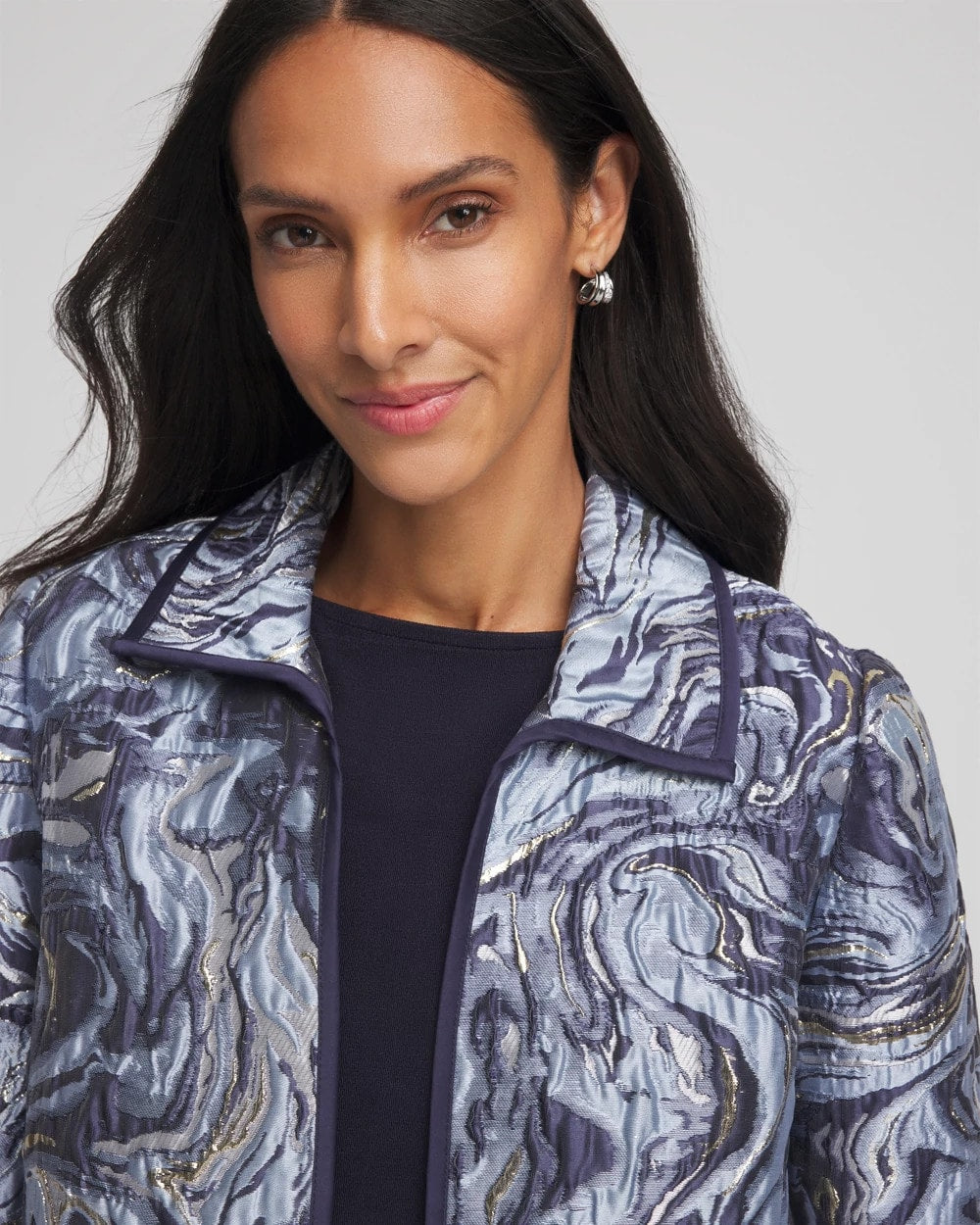 Chico's Travelers™ Jacquard Swirl Jacket Travelers India Ink