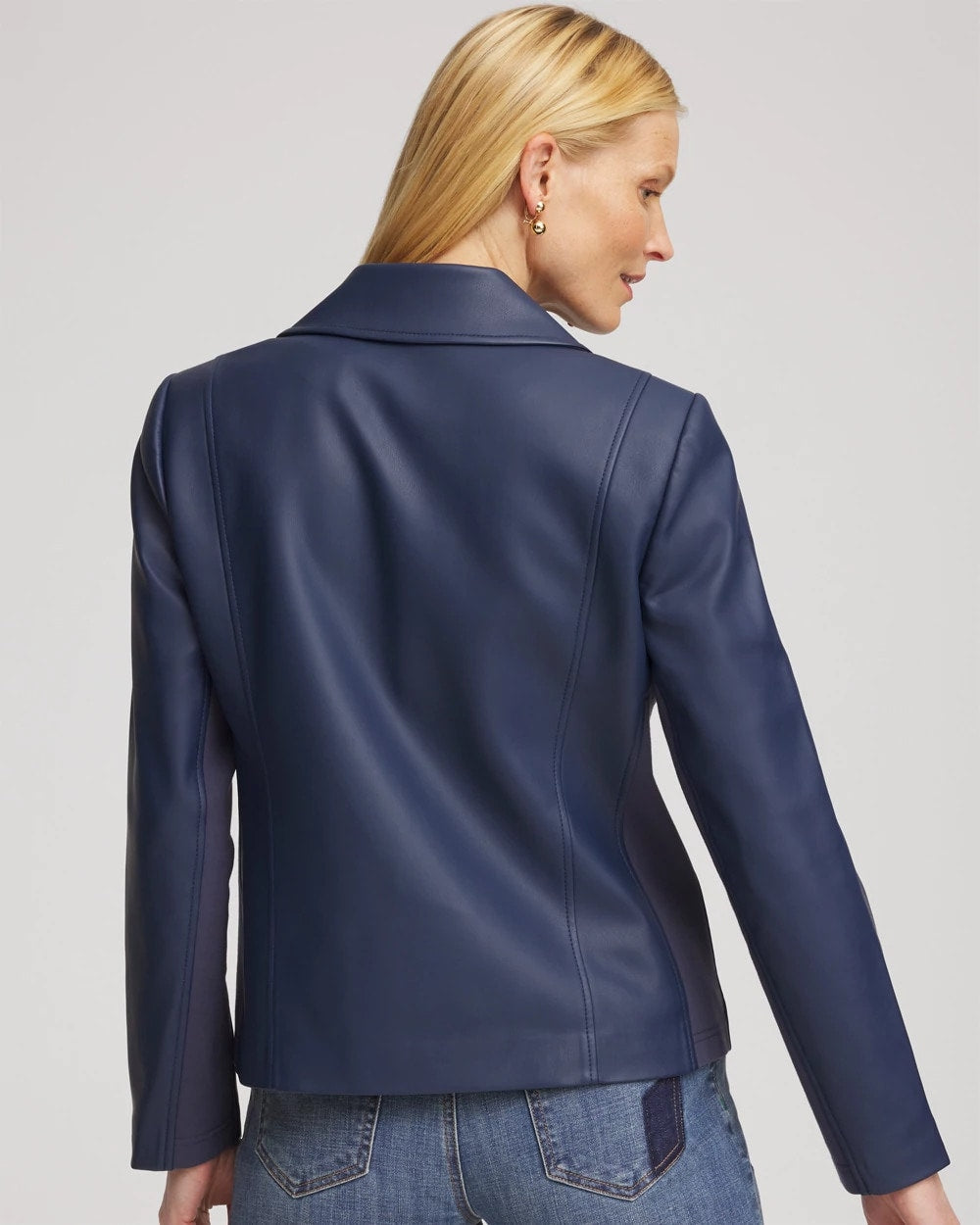 Chico's Faux Leather Moto Jacket Pacific Rim