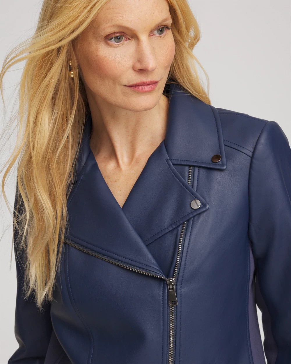 Chico's Faux Leather Moto Jacket Pacific Rim