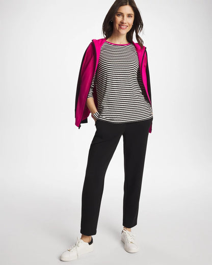 Chico's Zenergy® Striped Jacquard Contrast Pullover Top Europa Pink