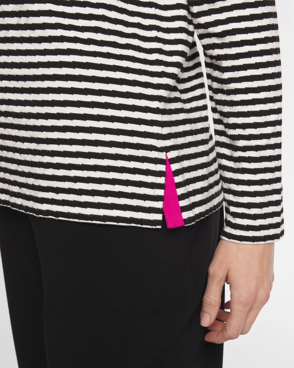 Chico's Zenergy® Striped Jacquard Contrast Pullover Top Europa Pink
