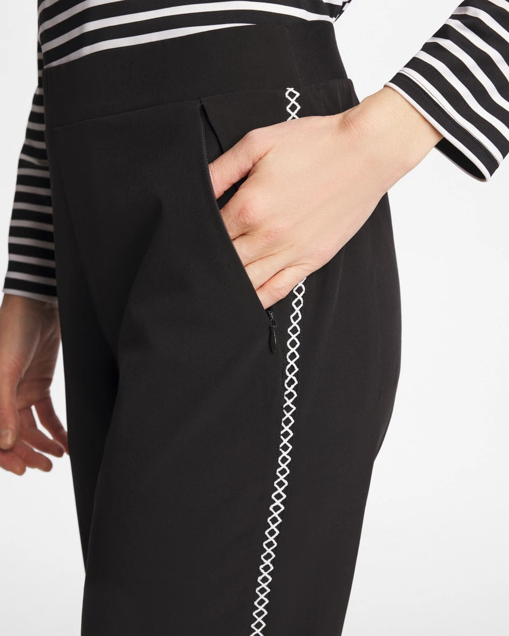 Chico's Zenergy® UPF Lattice-Trim Ankle Pants Black
