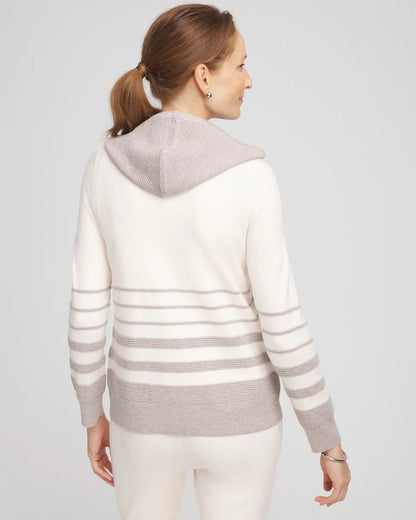 Chico's Zenergy® Luxe Metallic Striped Sweater English Cream