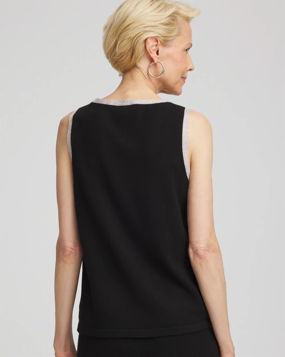Chico's Zenergy® Luxe Metallic Trim Tank Black