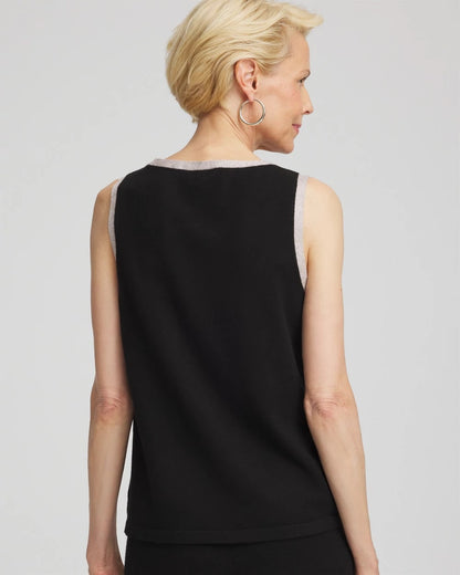 Chico's Zenergy® Luxe Metallic Trim Tank Black