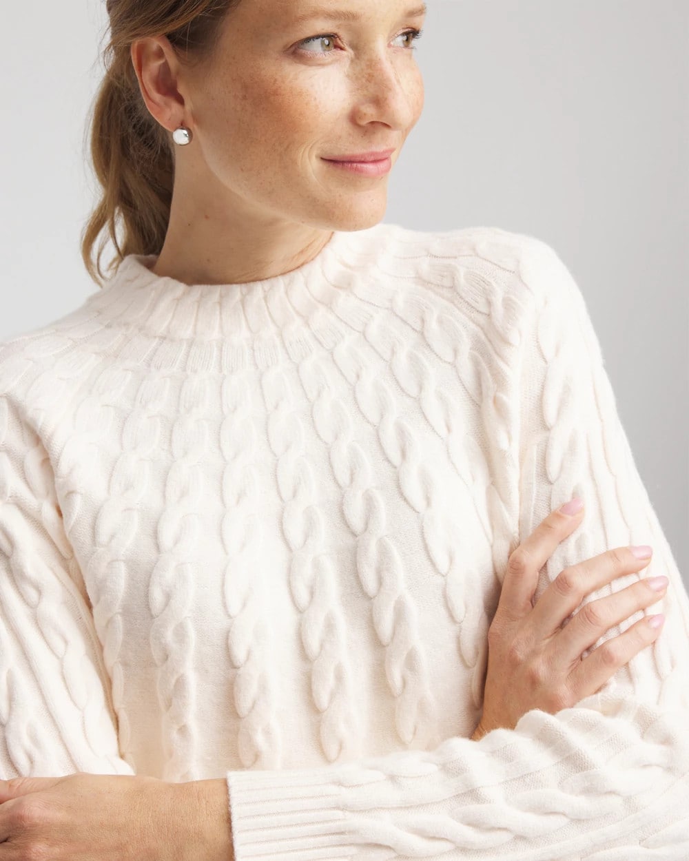Chico's Zenergy® Luxe Cable Sweater English Cream