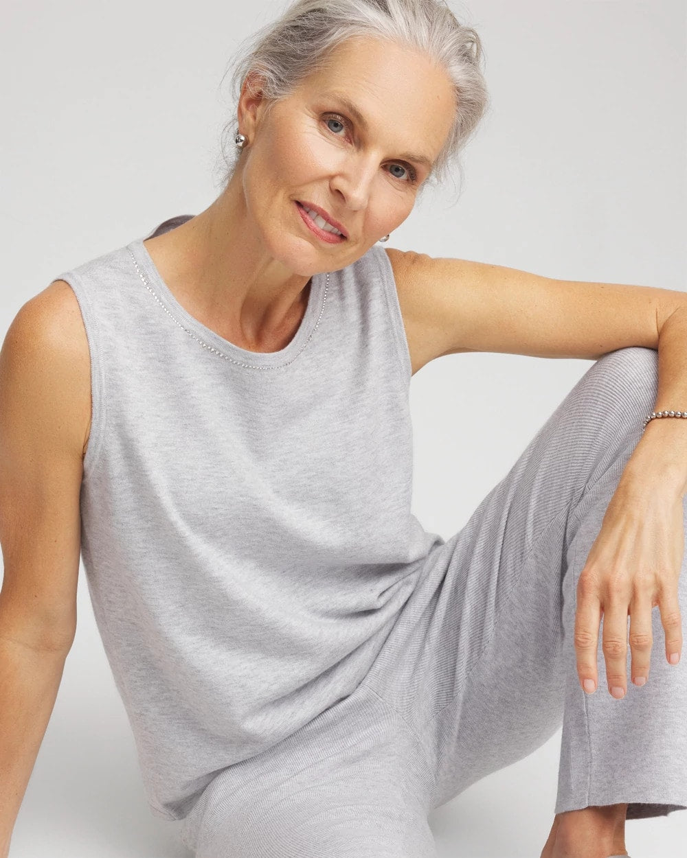 Chico's Zenergy® Luxe Diamante Tank Frosted Gray Heather
