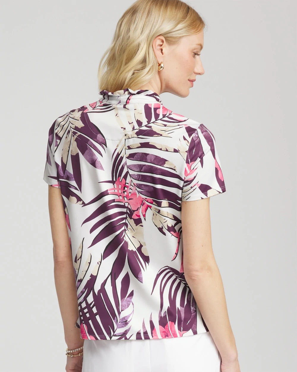 Chico's Zenergy® UPF Ruffle-Neck Polo Violet Aura