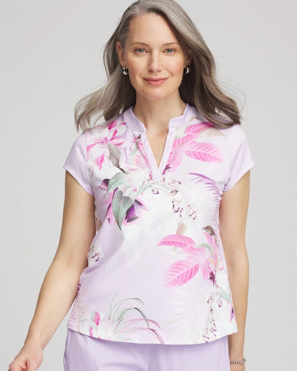 Chico's Zenergy® UPF Floral Polo Violet Aura