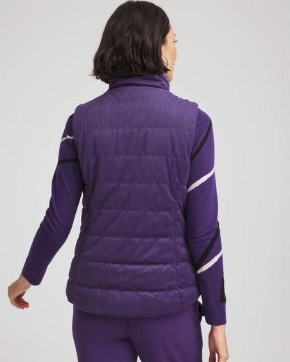 Chico's Zenergy® Reversible Velvet Puffer Vest Purple Elixir