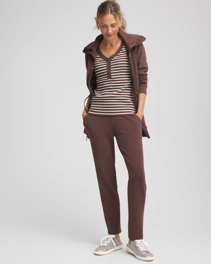 Chico's Zenergy® Ribbed Striped Henley Tee Espresso