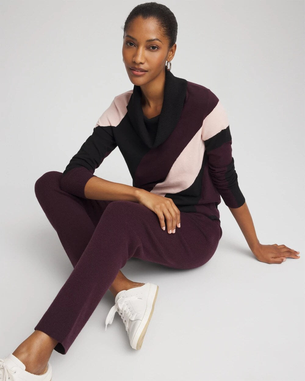 Chico's Zenergy® Luxe Intarsia Cowlneck Top Night Bloom