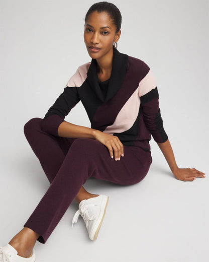 Chico's Zenergy® Luxe Intarsia Cowlneck Top Night Bloom