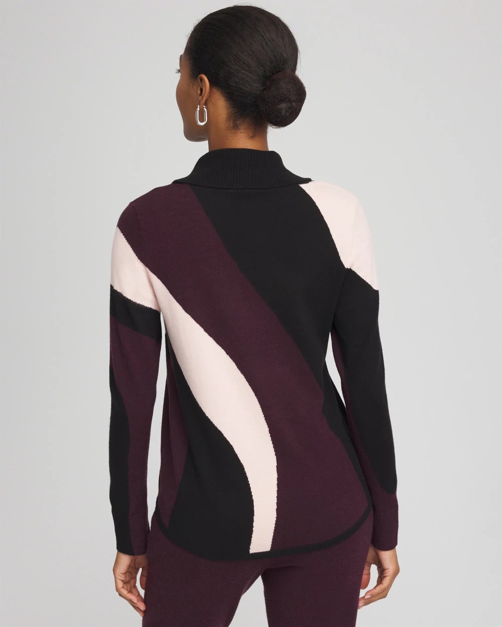 Chico's Zenergy® Luxe Intarsia Cowlneck Top Night Bloom