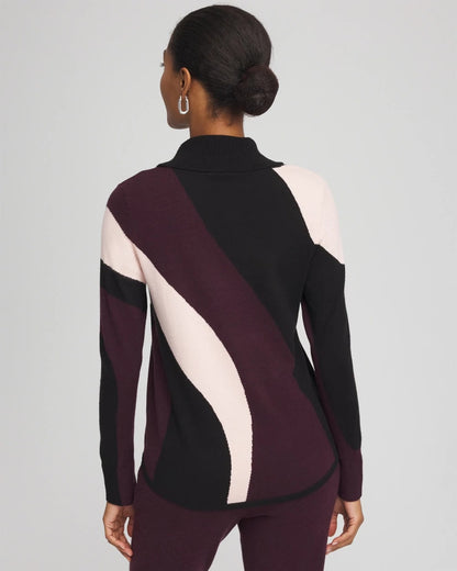 Chico's Zenergy® Luxe Intarsia Cowlneck Top Night Bloom