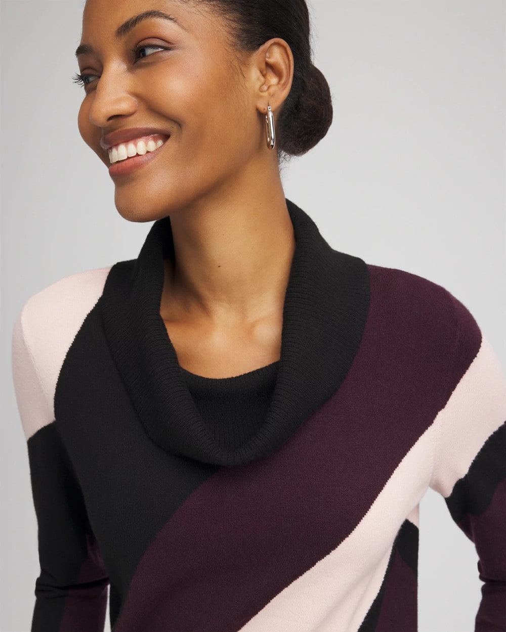 Chico's Zenergy® Luxe Intarsia Cowlneck Top Night Bloom