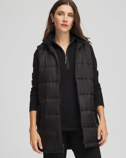 Chico's Zenergy® Quilted Hooded Vest Black