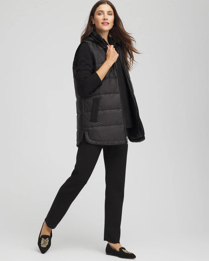 Chico's Zenergy® Quilted Hooded Vest Black