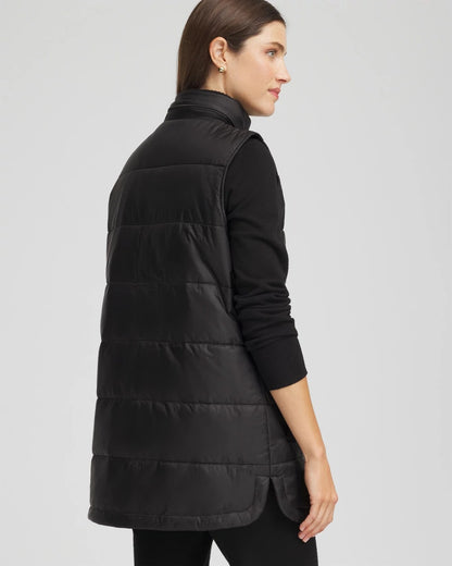 Chico's Zenergy® Quilted Hooded Vest Black