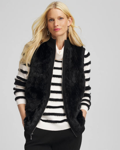 Chico's Zenergy® Luxe Faux Fur Vest Black