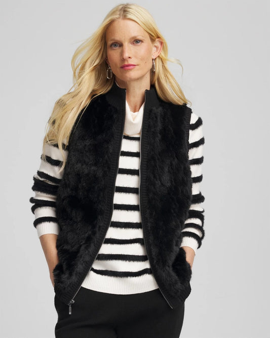 Chico's Zenergy® Luxe Faux Fur Vest Black