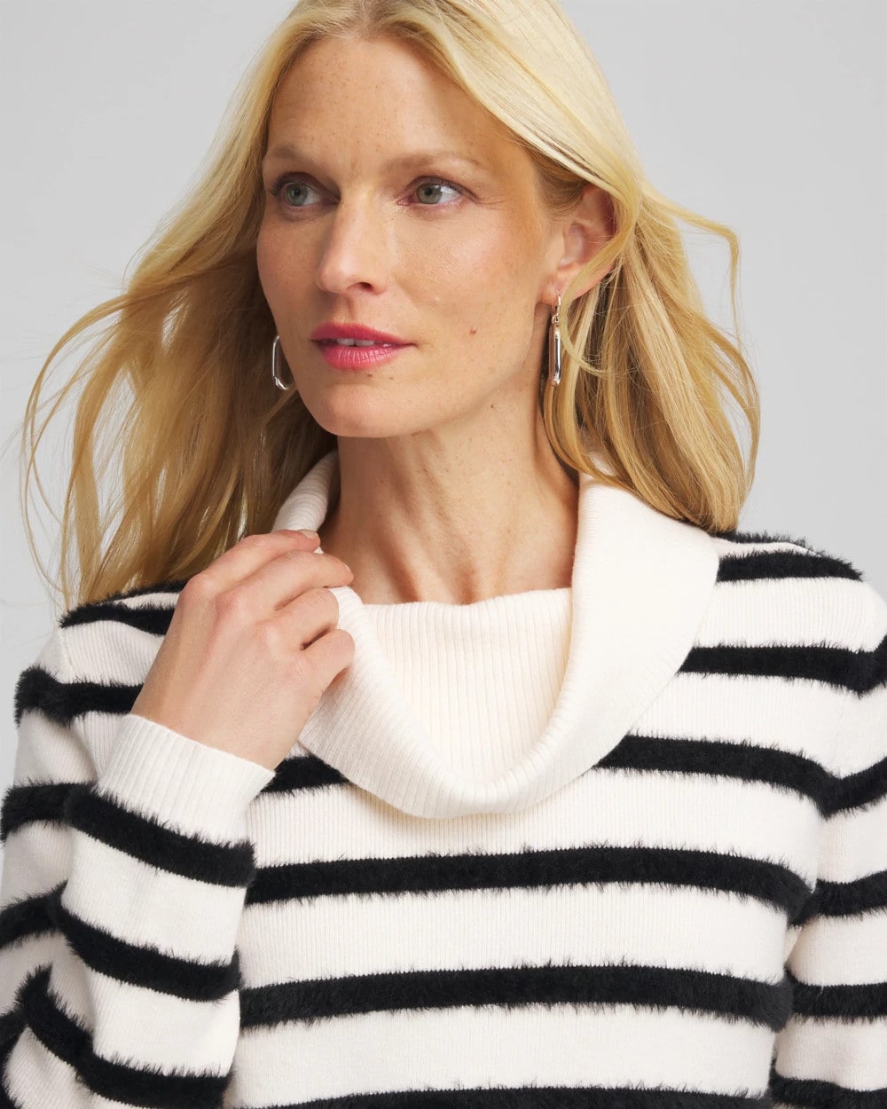 Chico's Zenergy® Luxe Eyelash Striped Sweater Black