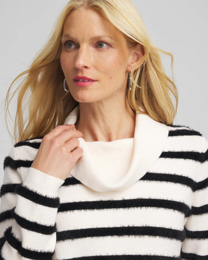 Chico's Zenergy® Luxe Eyelash Striped Sweater Black