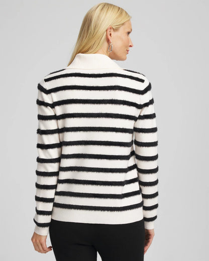 Chico's Zenergy® Luxe Eyelash Striped Sweater Black