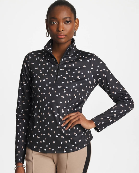 Chico's Zenergy® UPF Spotted Half Zip Studio Taupe